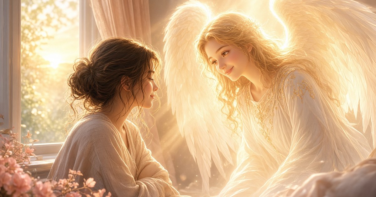Soft golden morning light suggesting Seraphim presence and gentle spiritual warmth