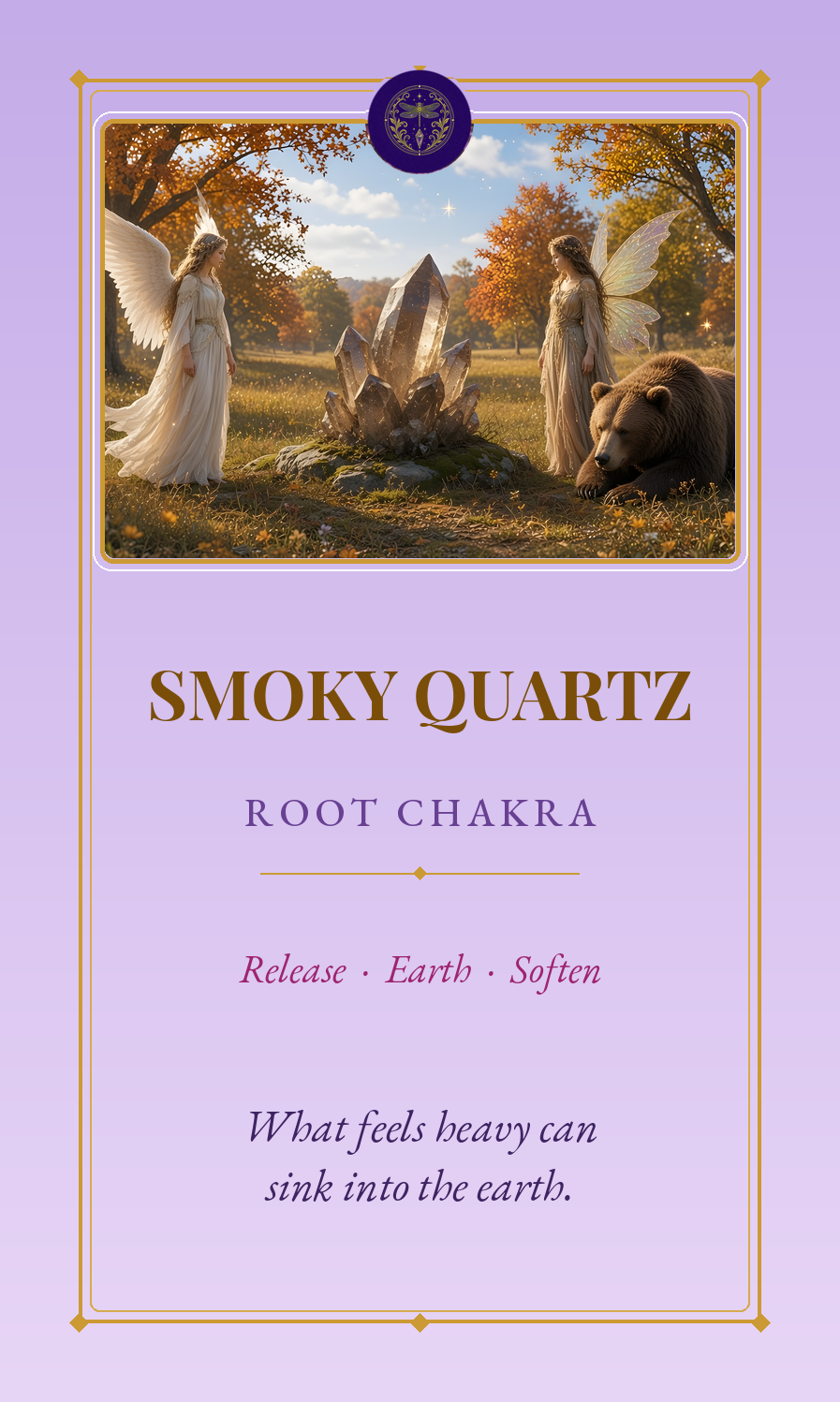 Smoky Quartz card from the Angels of Healing Energy Crystal Oracle deck