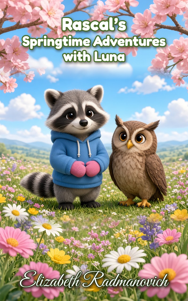 Book cover of Rascal's Springtime Adventures with Luna by Elizabeth Radmanovich